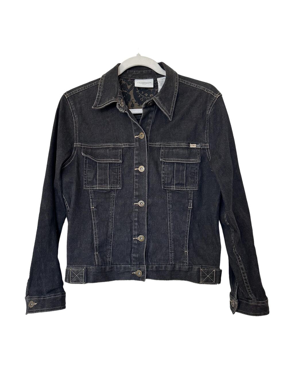Liz Claiborne Lizwear Black Denim Jeans Jacket Size Petite Medium